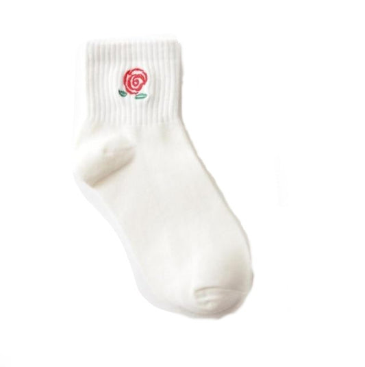 Cotton Rose White Sock by the pair