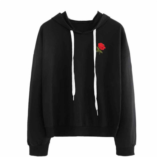 Comfy Rose Hoodie Black Only - DeRoseDeluxe